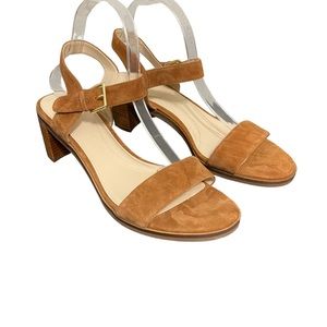 Cole Haan Anette Suede Block Heel Sandals Brown Open Toe Womens 10B